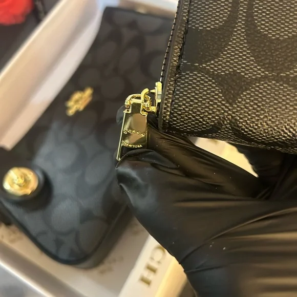Coach Black Signature Mini Shoulder Bag with Gold Accents - Picture 8 of 14